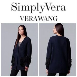 Simply Vera Vera Wang Faux Fur Coatigan Cardigan Sweater. Medium. NWT.